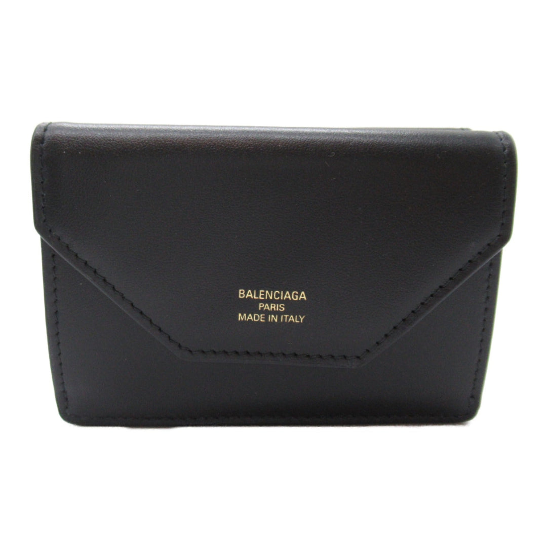 Top Quality Balenciaga Leather Trifold Wallet Black