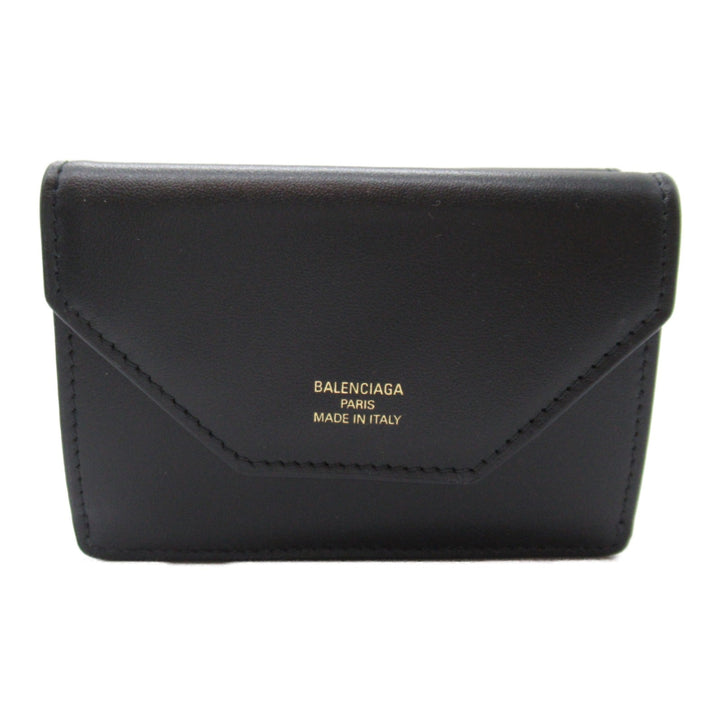 Top Quality Balenciaga Leather Trifold Wallet Black