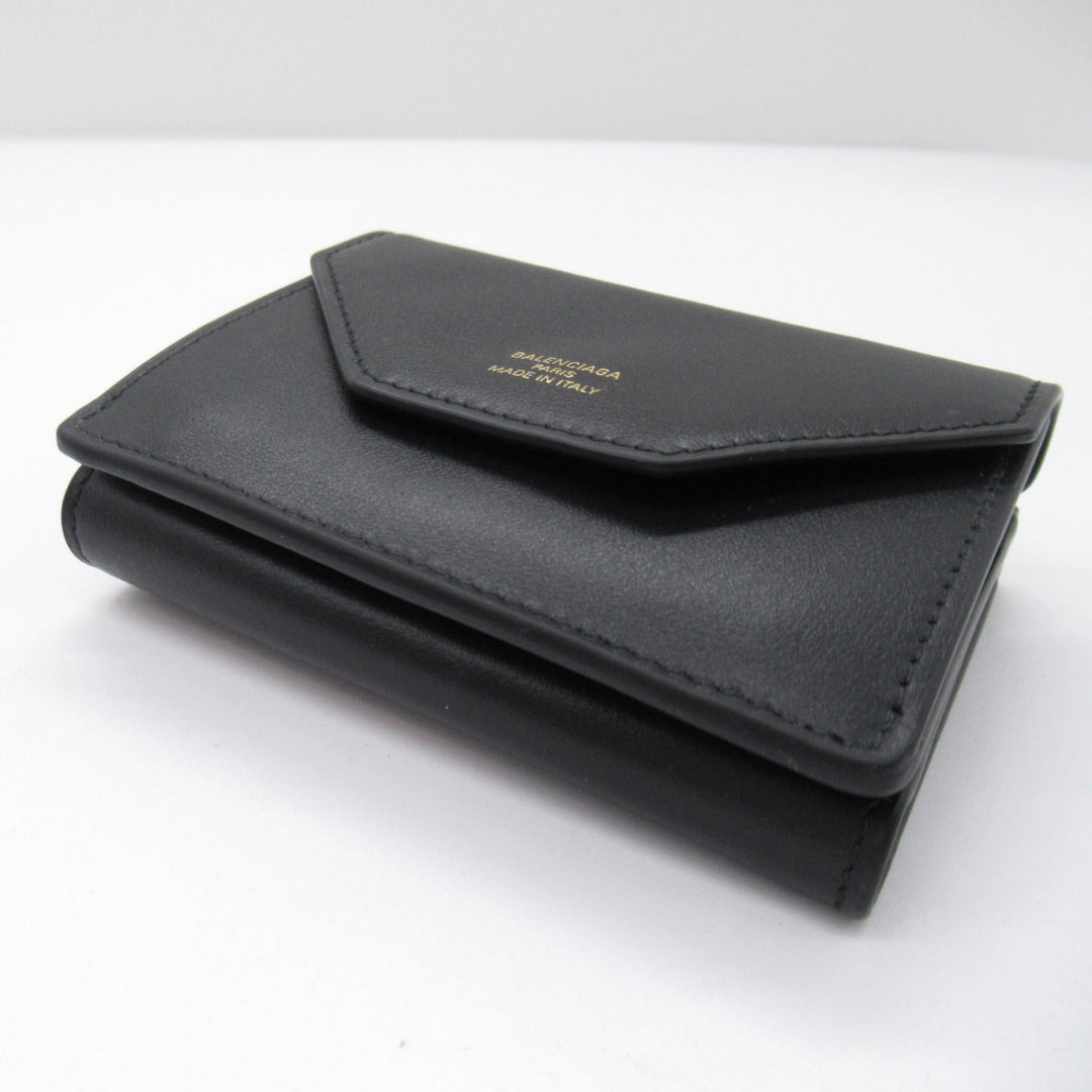 Top Quality Balenciaga Leather Trifold Wallet Black