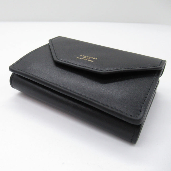 Top Quality Balenciaga Leather Trifold Wallet Black