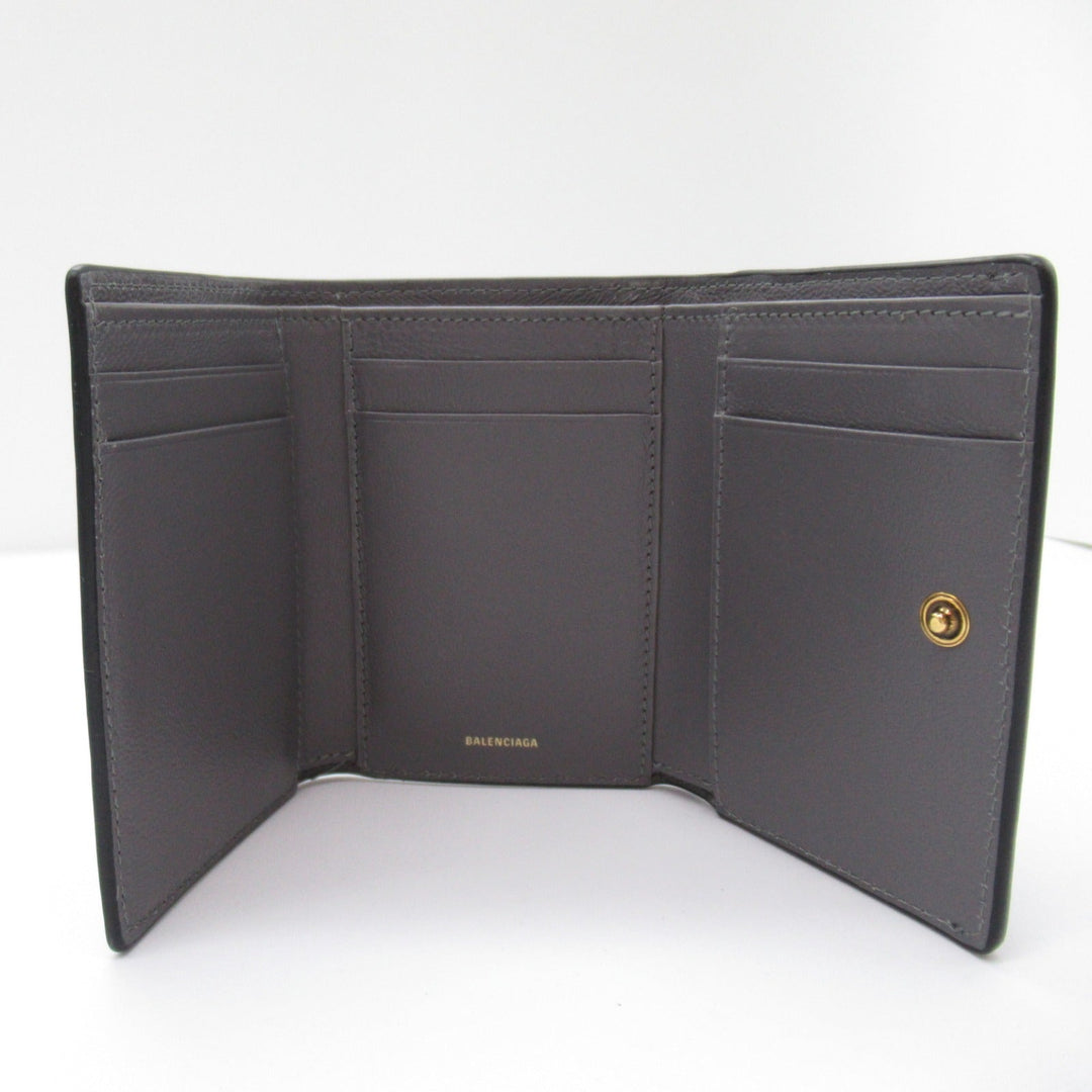 Top Quality Balenciaga Leather Trifold Wallet Black