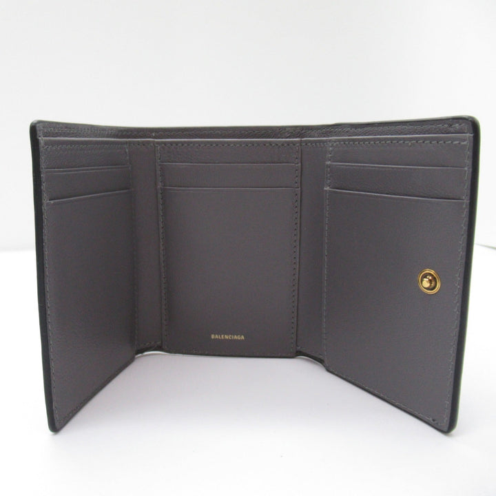 Top Quality Balenciaga Leather Trifold Wallet Black