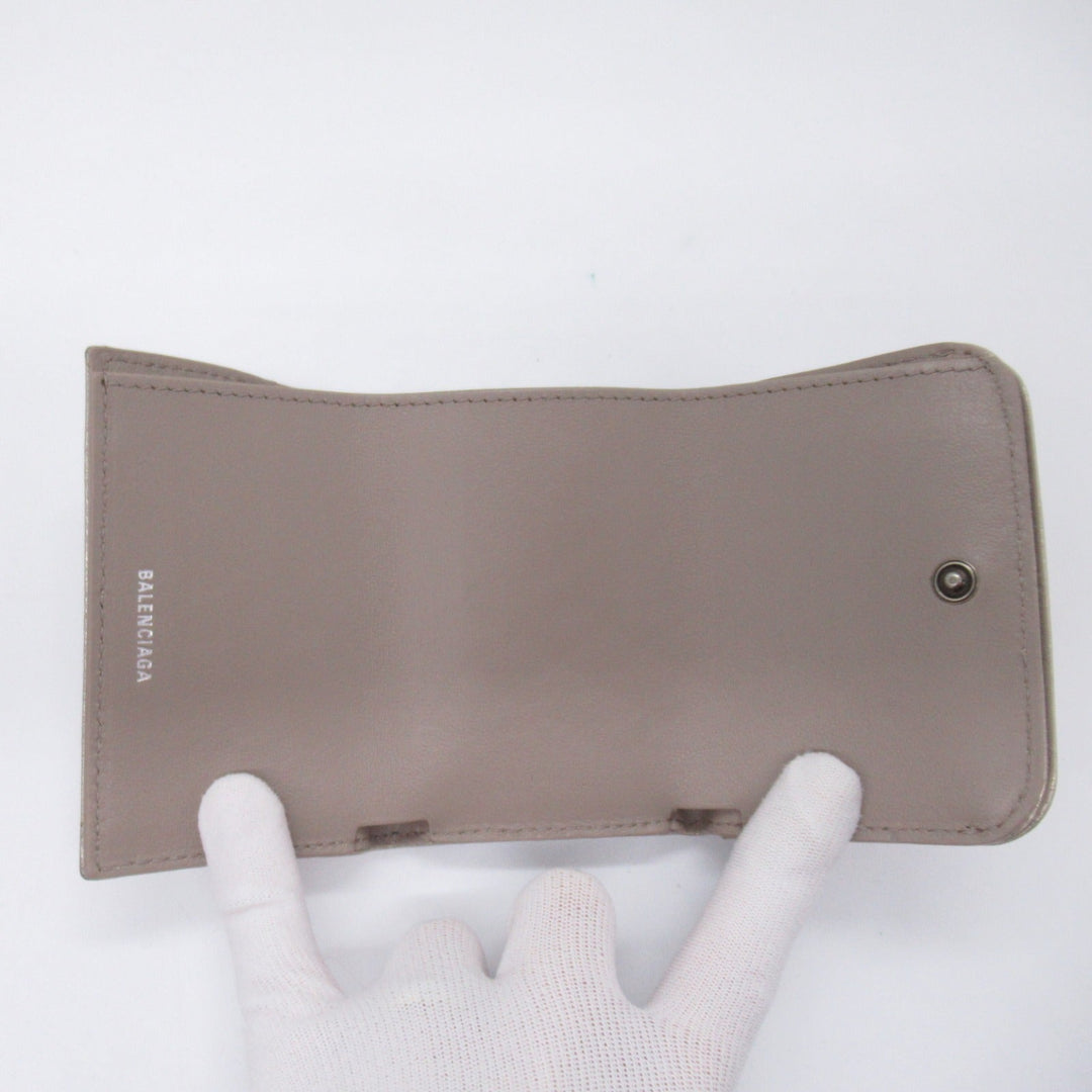 Top Quality Balenciaga Lambskin Trifold Wallet Beige