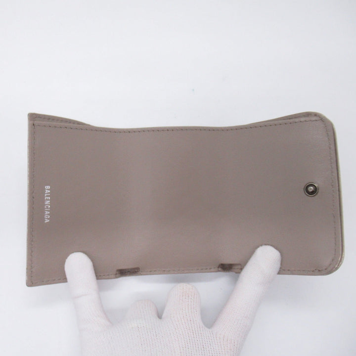 Top Quality Balenciaga Lambskin Trifold Wallet Beige