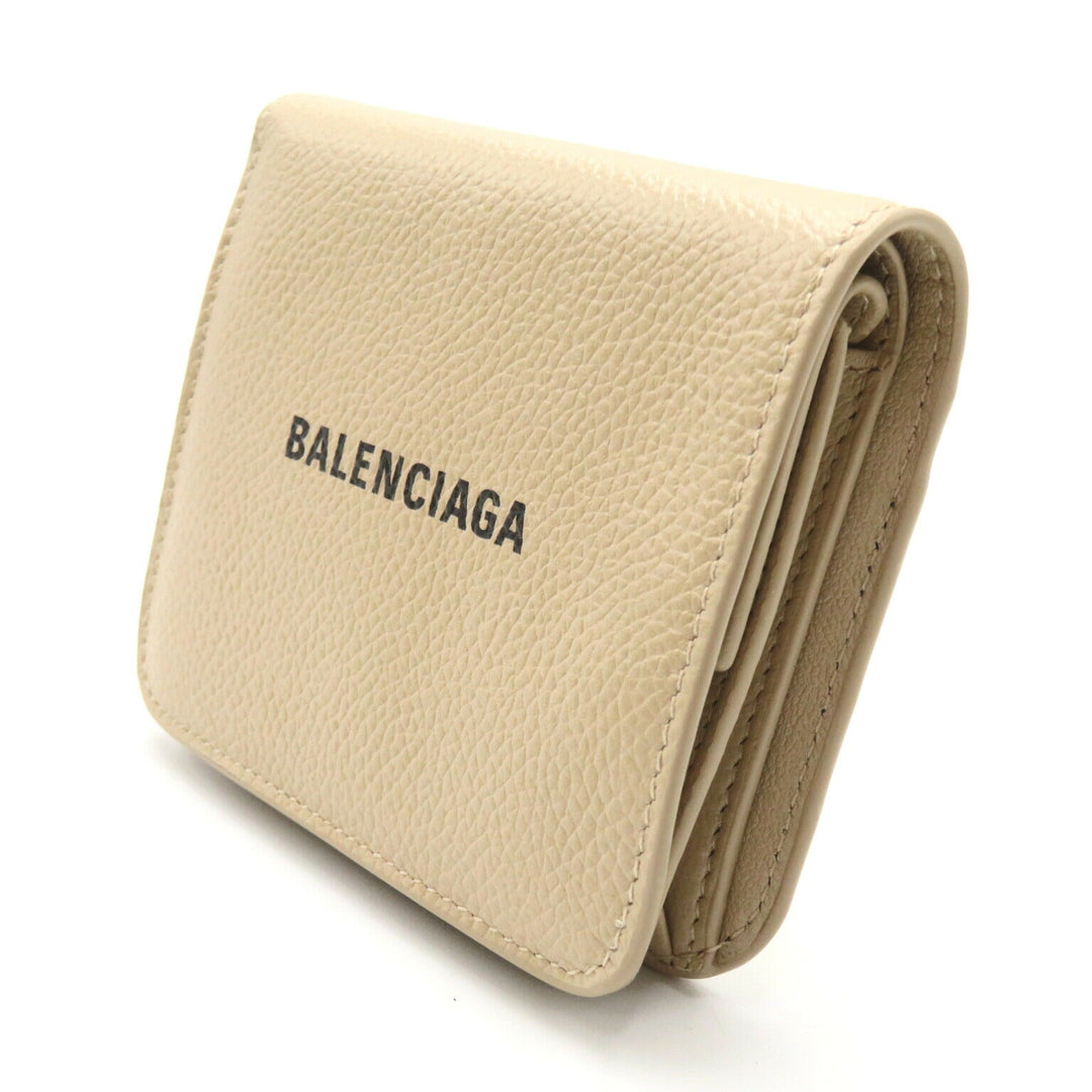 Top Quality Balenciaga Leather Bifold Wallet Beige