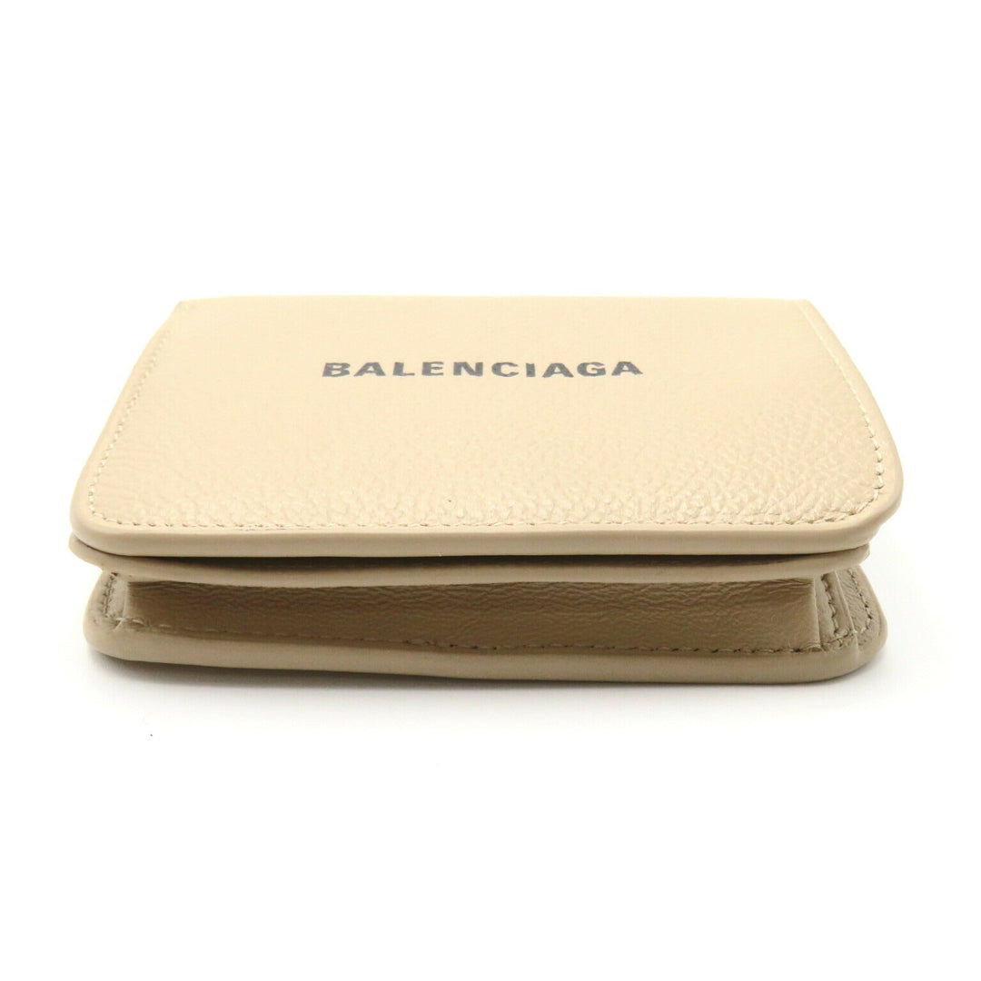 Top Quality Balenciaga Leather Bifold Wallet Beige