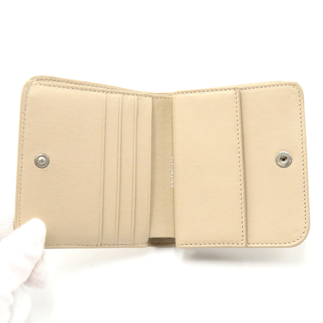 Top Quality Balenciaga Leather Bifold Wallet Beige