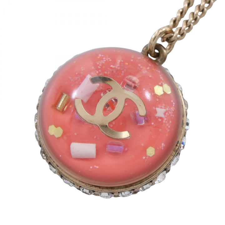 Top Quality Chanel Coco Mark Necklace Gold Resin Rhinestone