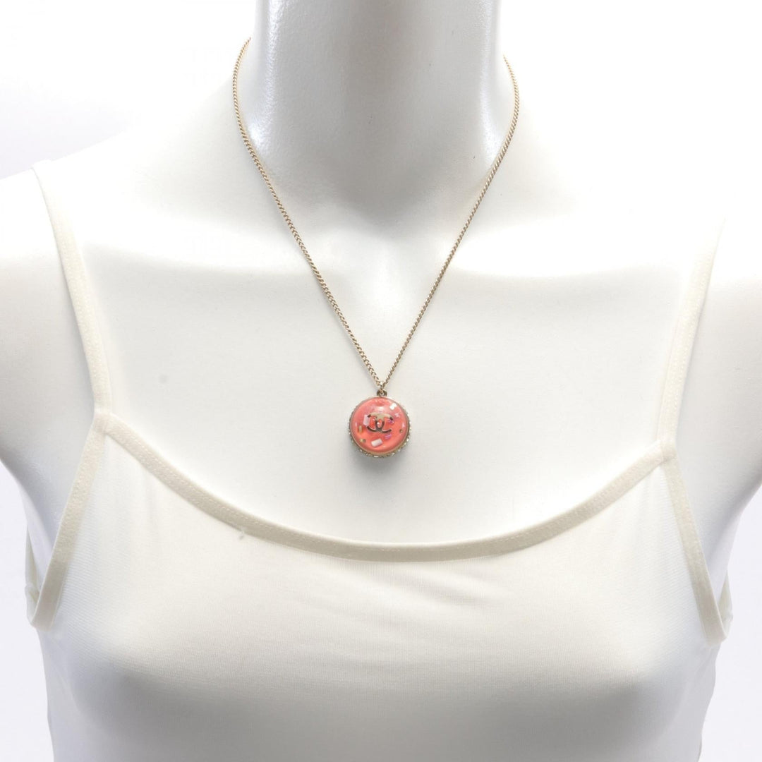 Top Quality Chanel Coco Mark Necklace Gold Resin Rhinestone