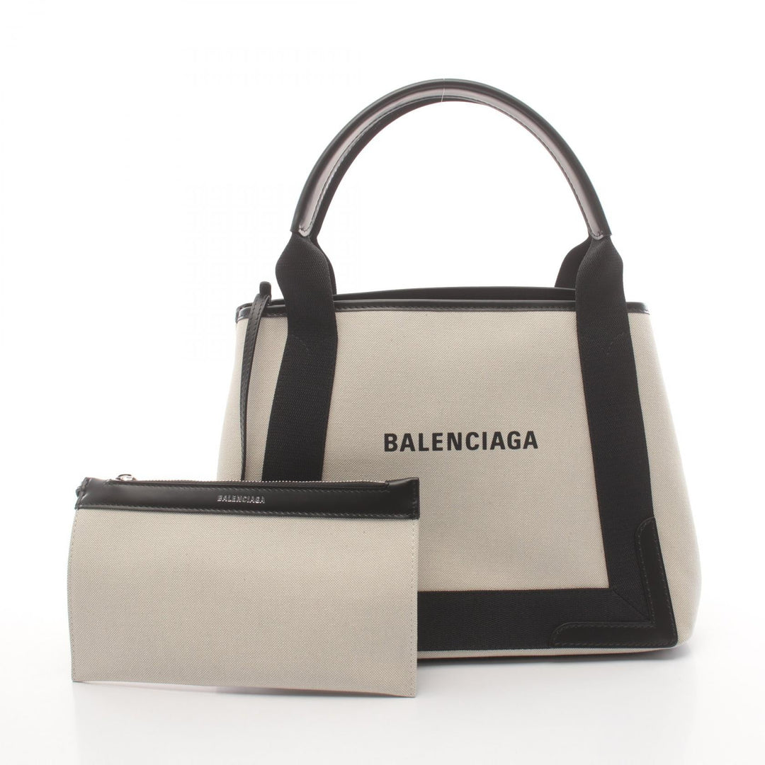 Top Quality Balenciaga Navy Cabas S Canvas Leather Tote
