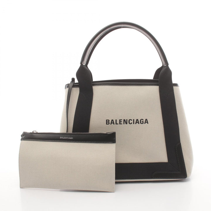 Top Quality Balenciaga Navy Cabas S Canvas Leather Tote