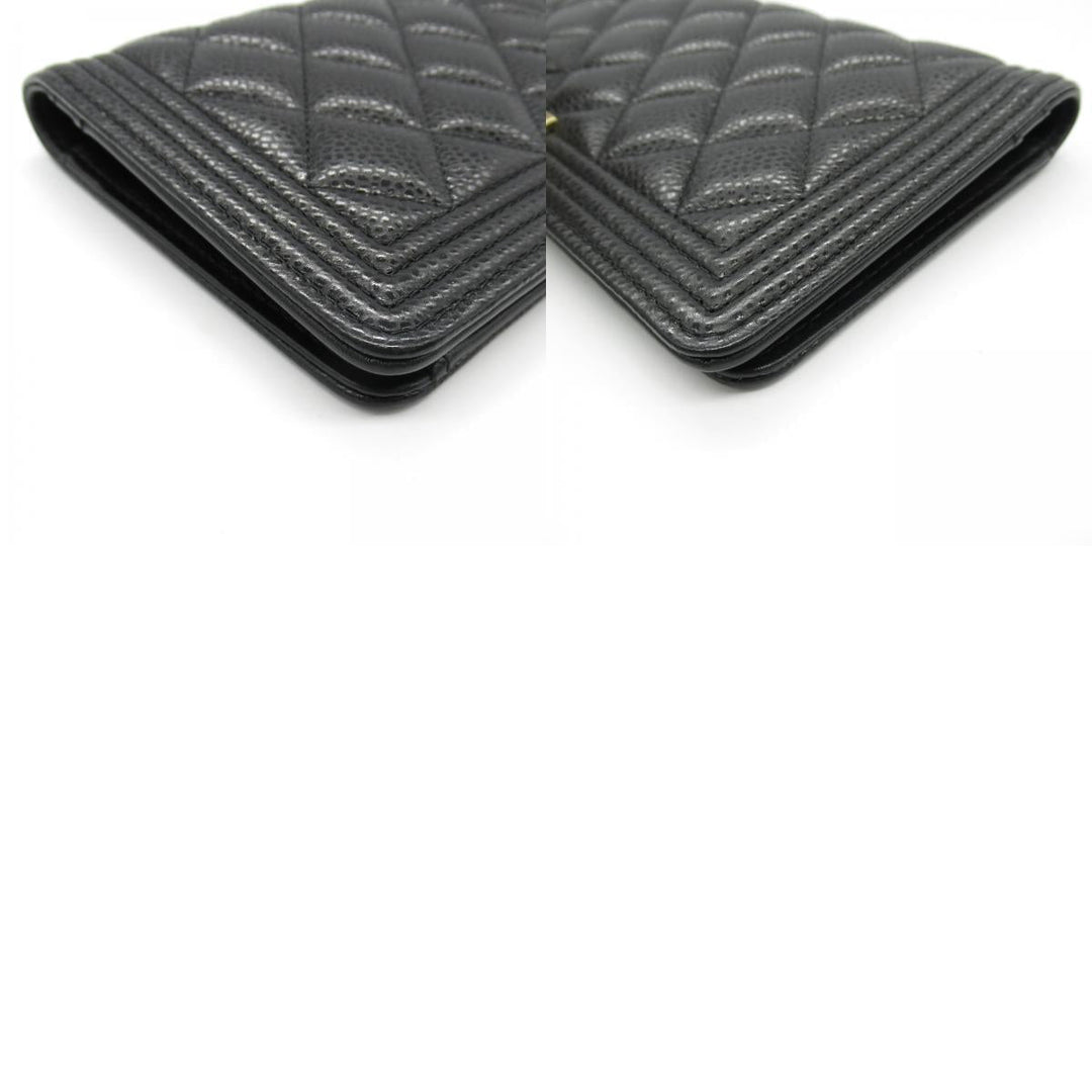 Top Quality Chanel Boy Zip Long Wallet Leather Black