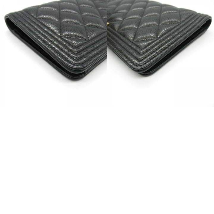 Top Quality Chanel Boy Zip Long Wallet Leather Black