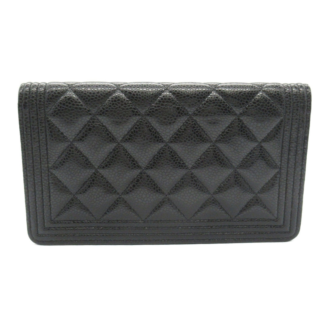 Top Quality Chanel Boy Zip Long Wallet Leather Black