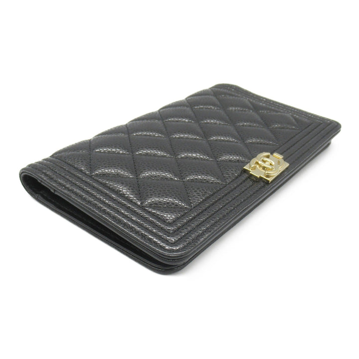 Top Quality Chanel Boy Zip Long Wallet Leather Black