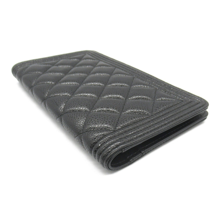 Top Quality Chanel Boy Zip Long Wallet Leather Black