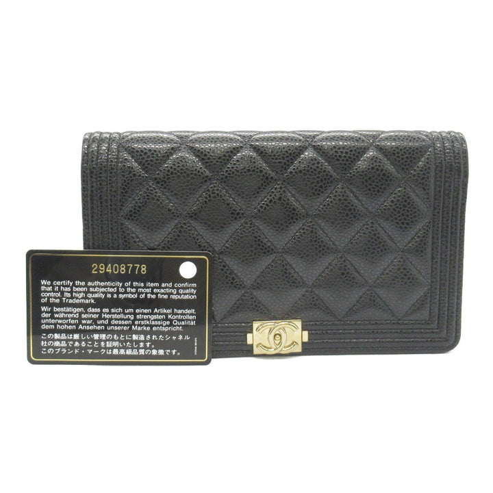 Top Quality Chanel Boy Zip Long Wallet Leather Black