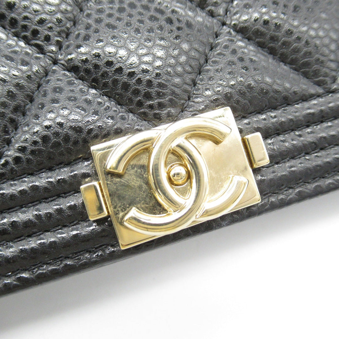 Top Quality Chanel Boy Zip Long Wallet Leather Black
