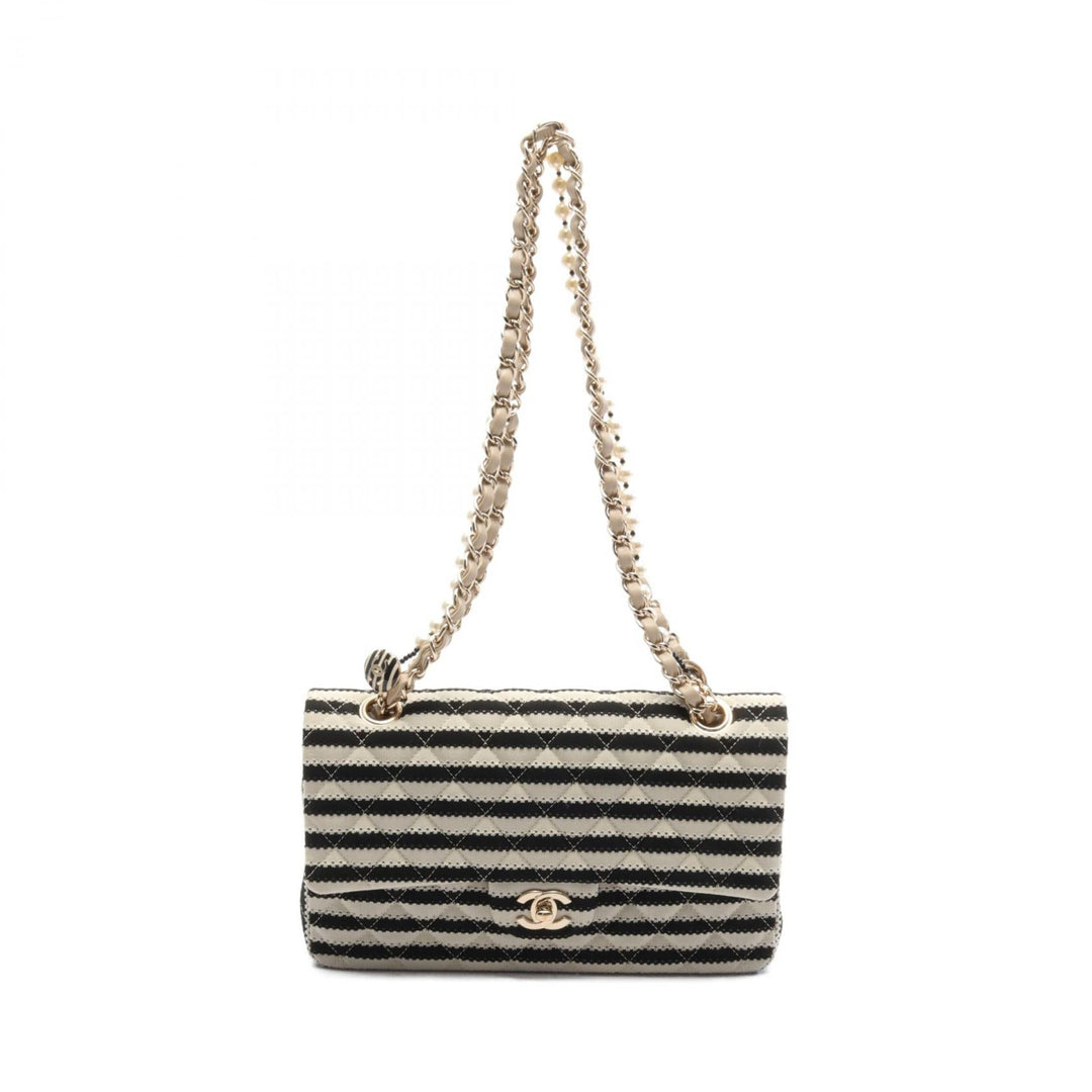 Top Quality Chanel Matelasse W Flap Shoulder Bag Leather Cotton