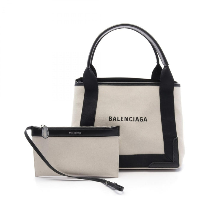 Top Quality Balenciaga Navy Cabas S Canvas Leather Tote