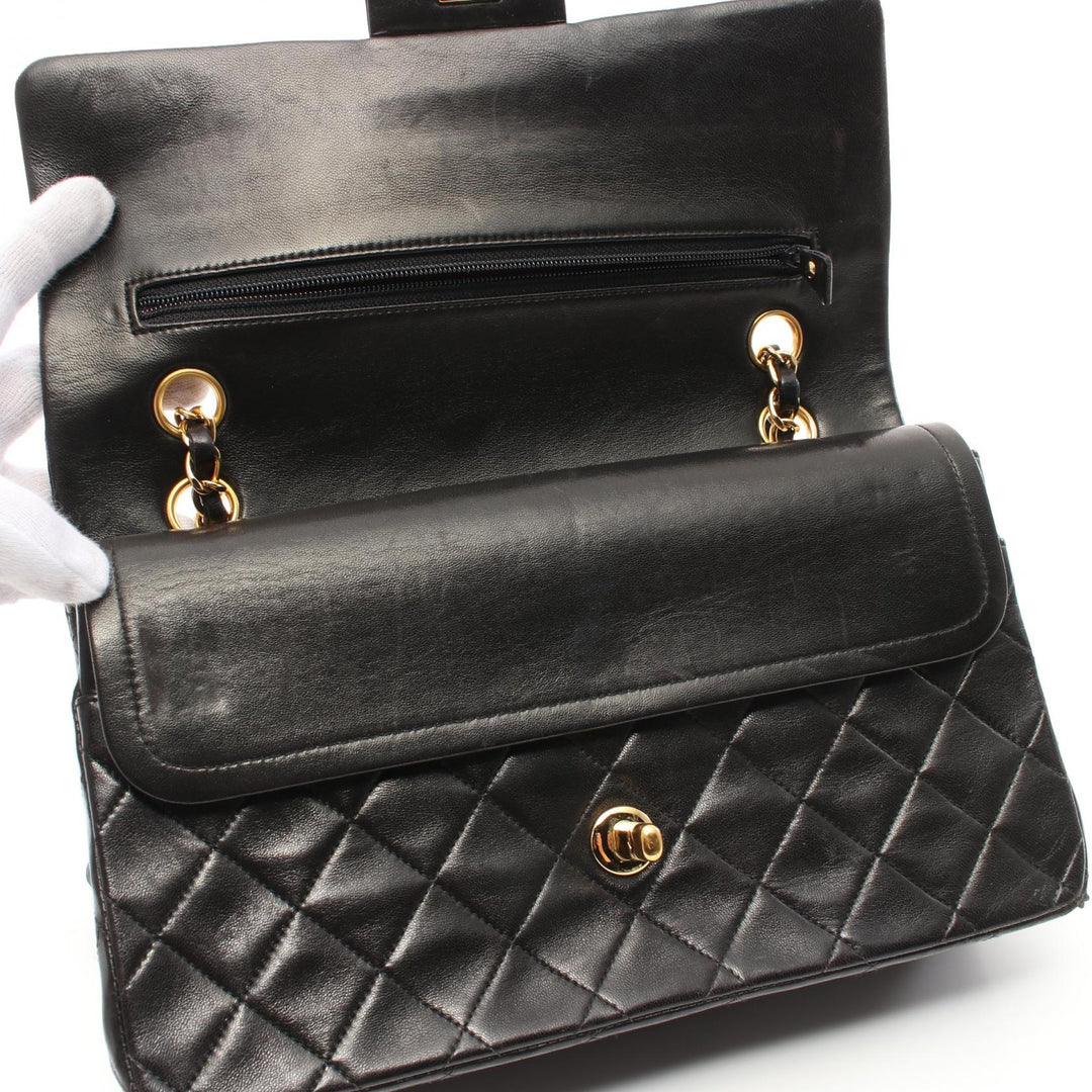 Top Quality Chanel Matelasse W Flap Shoulder Bag Black