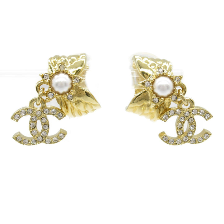 Top Quality Chanel Coco Mark Earrings Gold Plated Stone