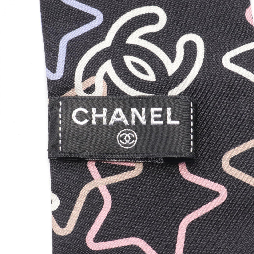 Top Quality Chanel Silk Coco Mark Scarf Black Multicolor