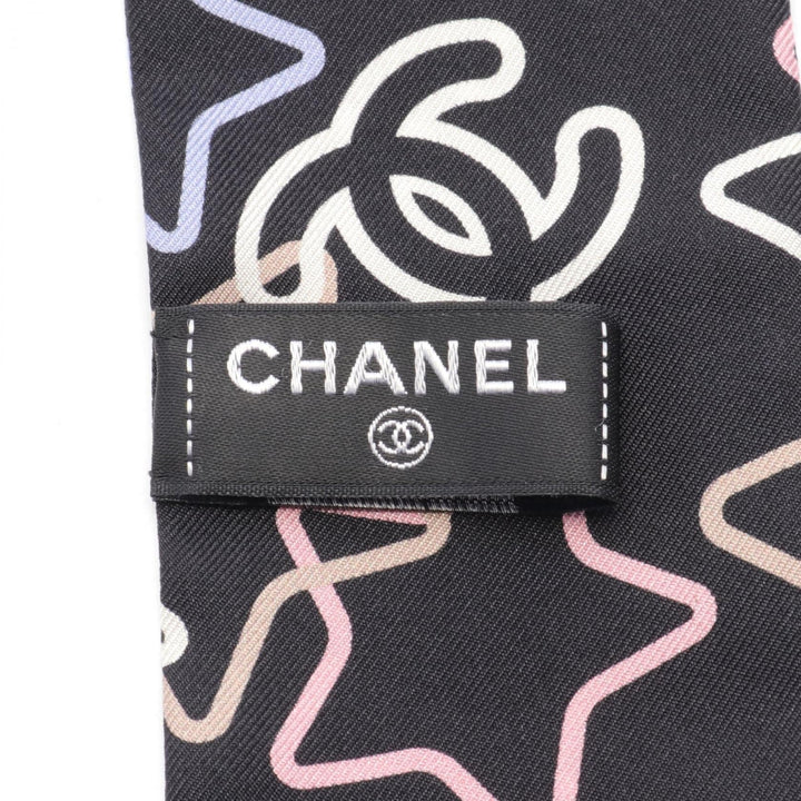 Top Quality Chanel Silk Coco Mark Scarf Black Multicolor