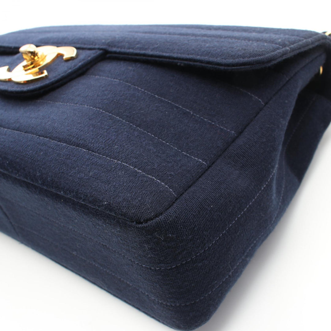 Top Quality Chanel Jersey Shoulder Bag Navy