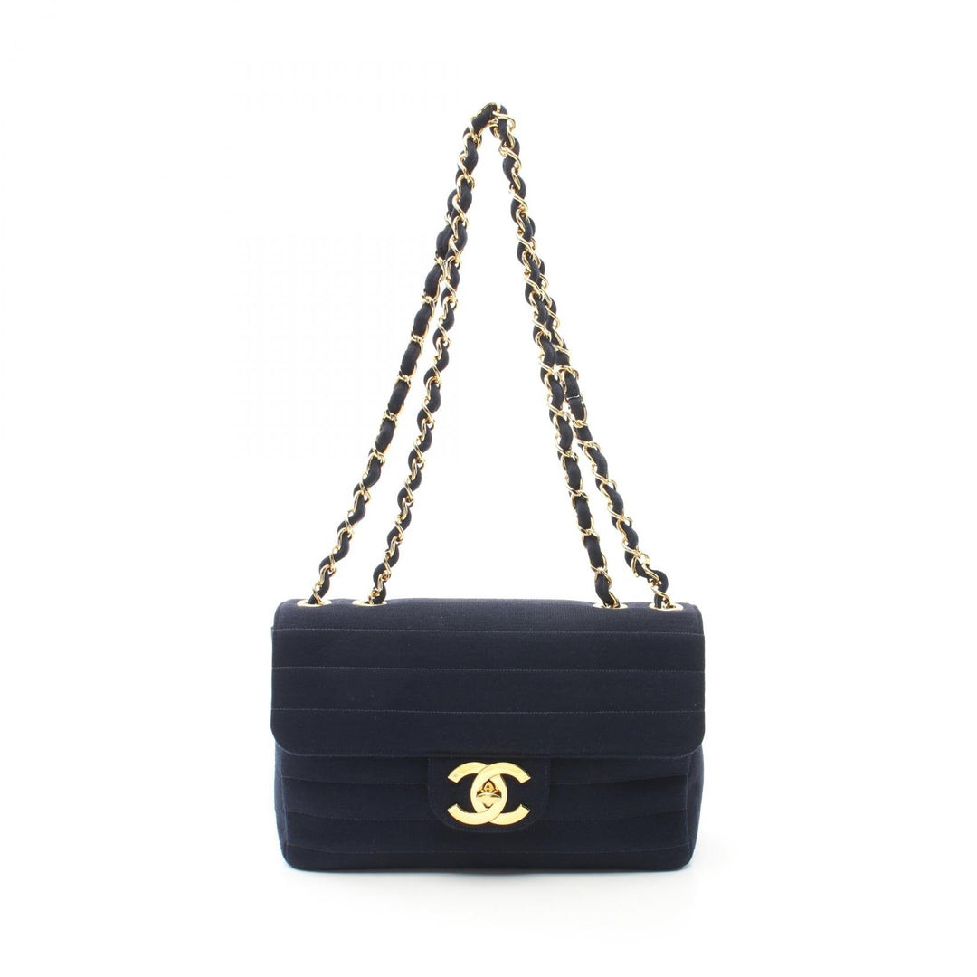 Top Quality Chanel Jersey Shoulder Bag Navy