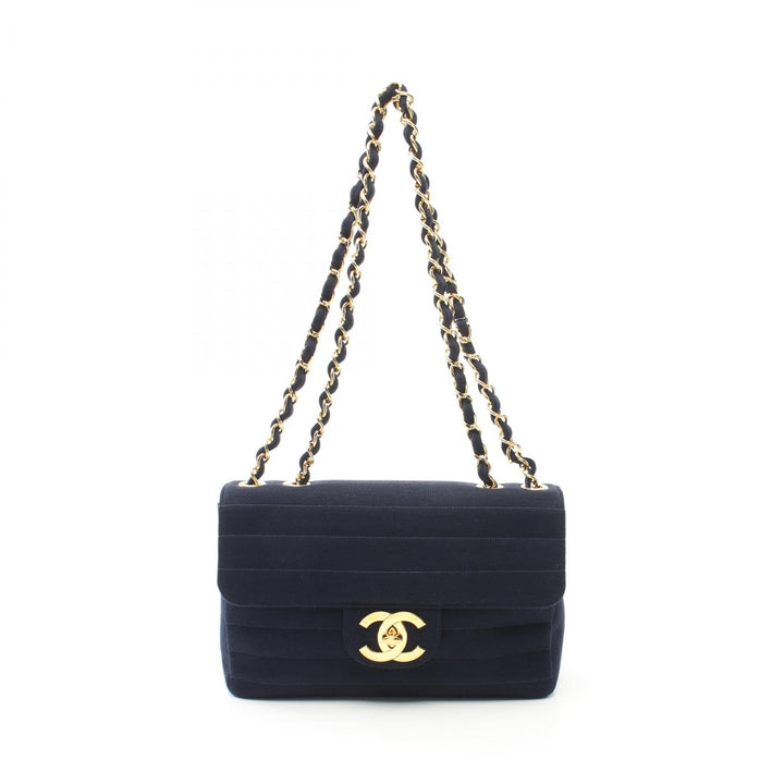 Top Quality Chanel Jersey Shoulder Bag Navy