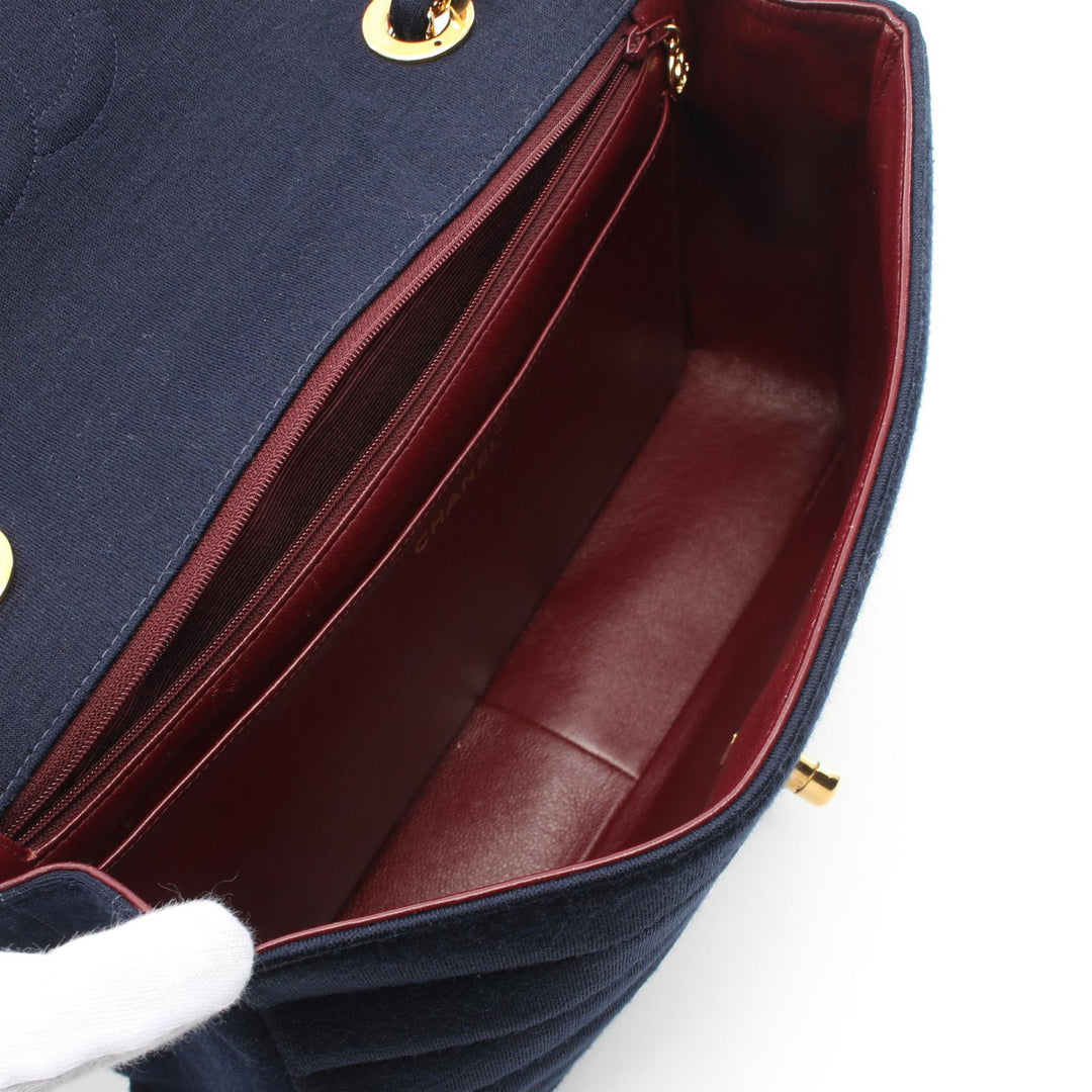 Top Quality Chanel Jersey Shoulder Bag Navy