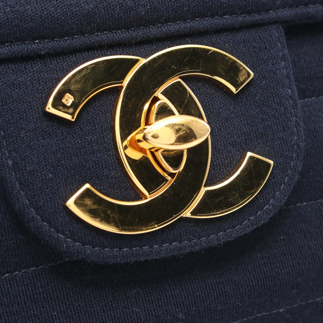 Top Quality Chanel Jersey Shoulder Bag Navy