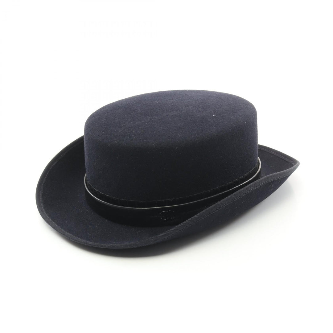 Top Quality Chanel Leather Lapin Hat Navy