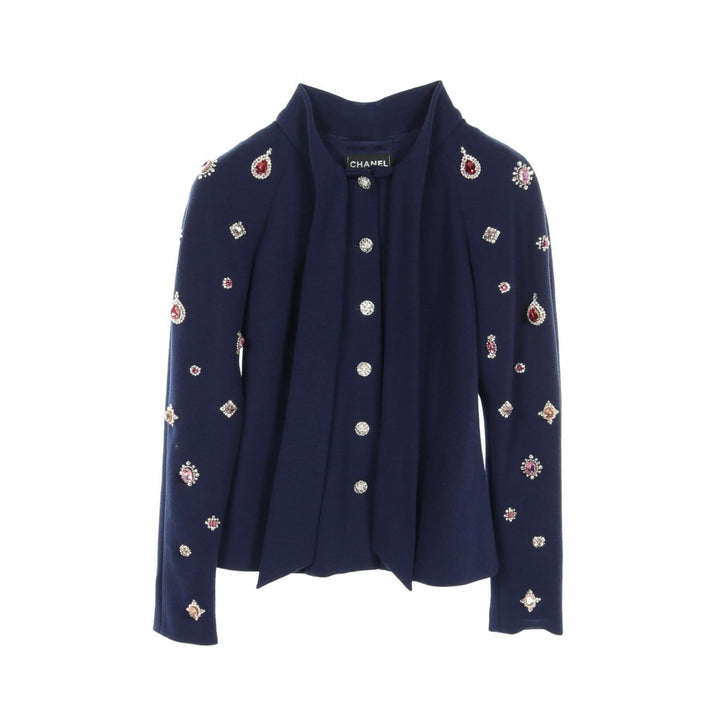 Top Quality Chanel Wool Coat Navy P73143V21533