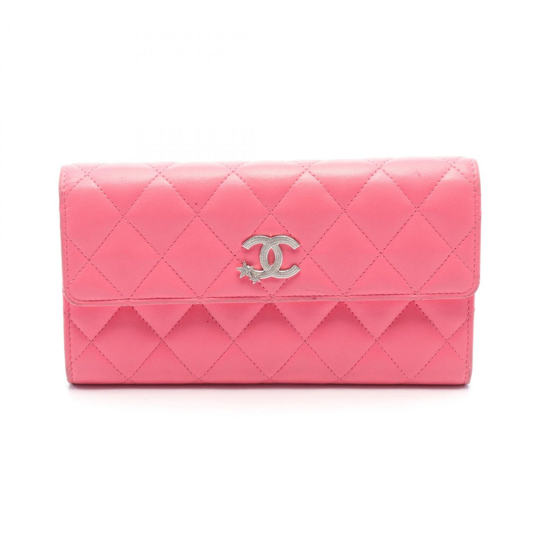 Top Quality Chanel Matelasse Leather Bifold Wallet Pink