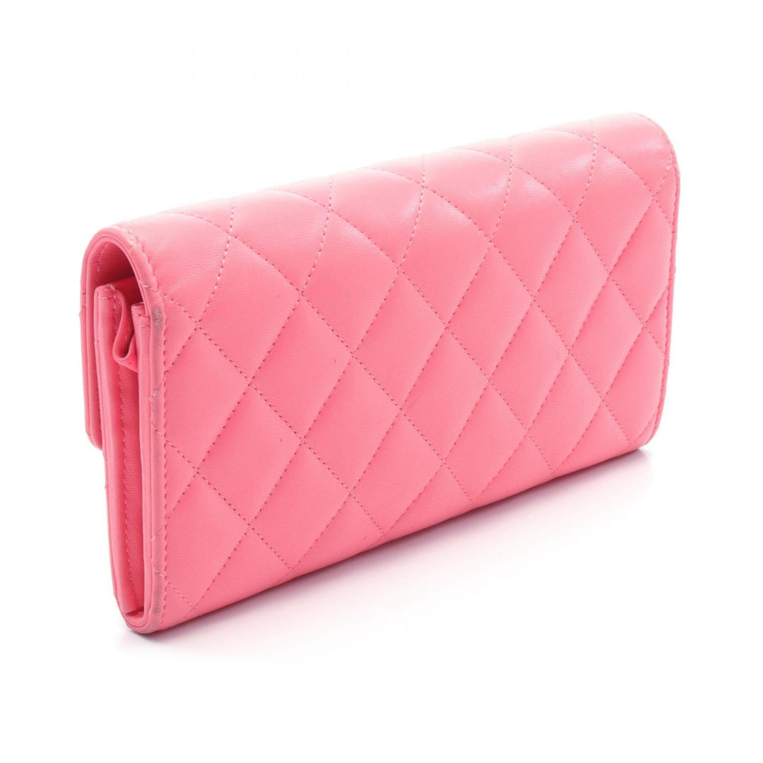 Top Quality Chanel Matelasse Leather Bifold Wallet Pink