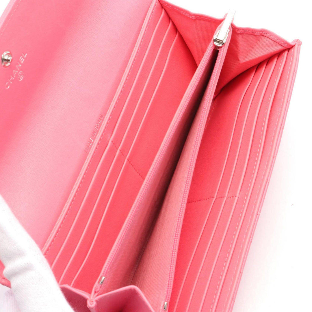 Top Quality Chanel Matelasse Leather Bifold Wallet Pink