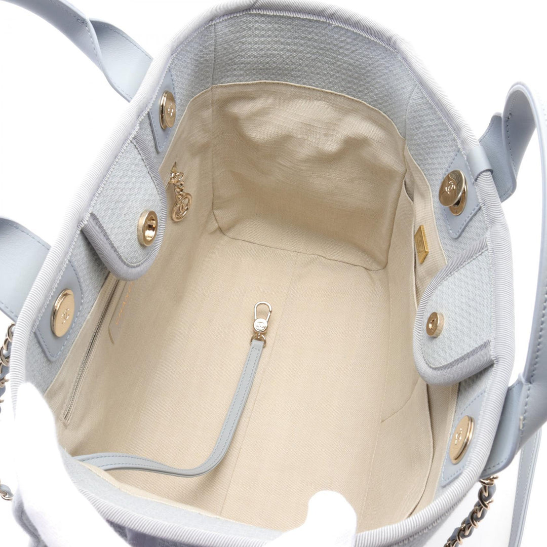 Top Quality Chanel Deauville Small Tote Canvas Leather