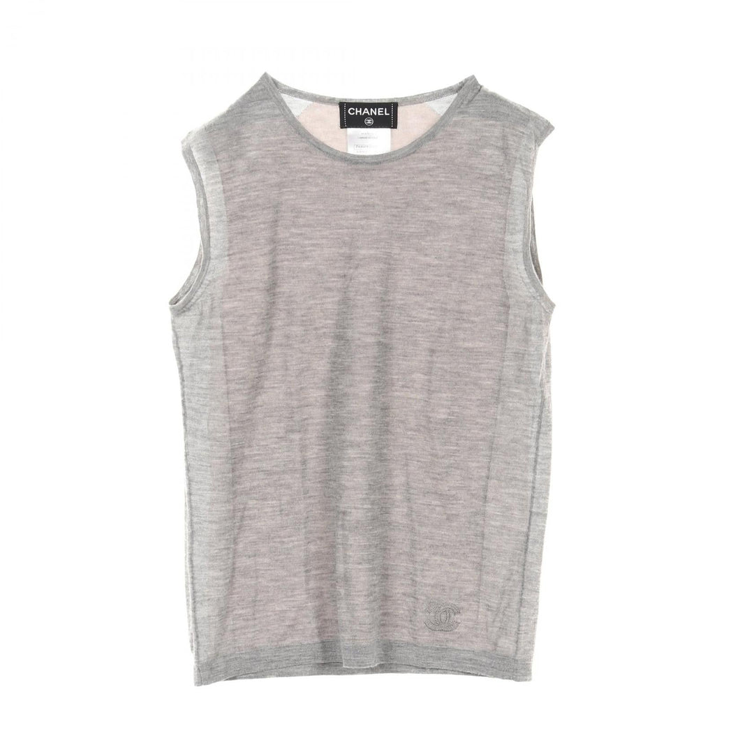 Top Quality Chanel Cashmere Silk Knit Top Gray