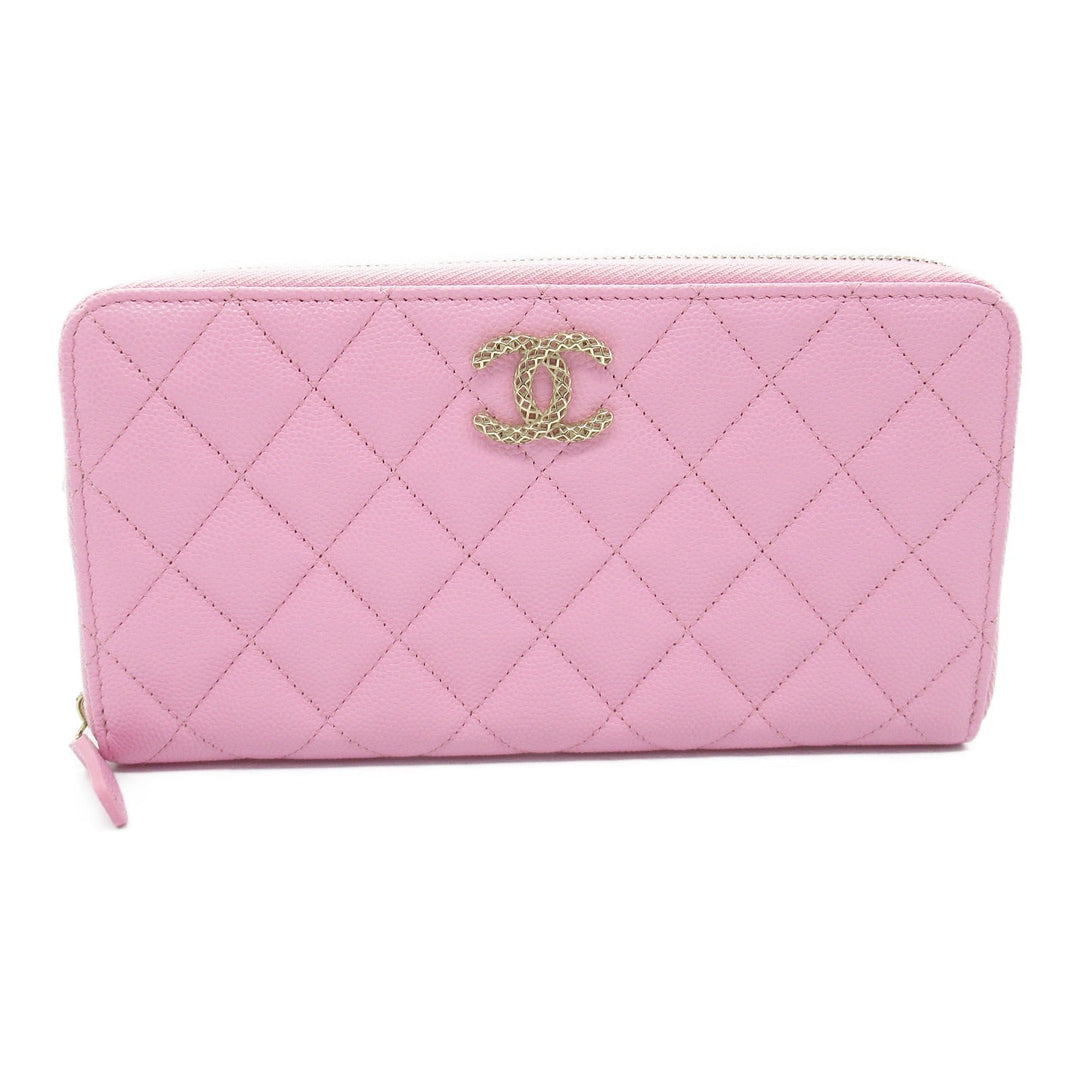 Top Quality Chanel Matelasse Leather Long Wallet Pink