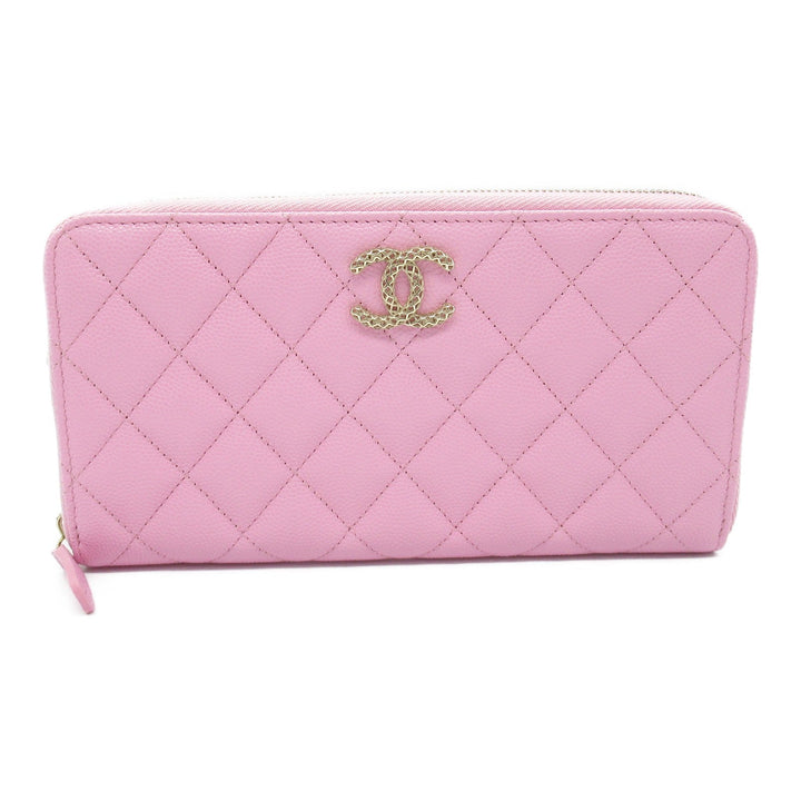 Top Quality Chanel Matelasse Leather Long Wallet Pink