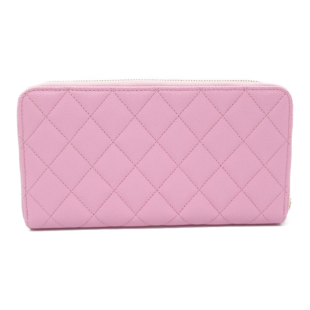 Top Quality Chanel Matelasse Leather Long Wallet Pink