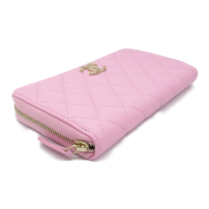 Top Quality Chanel Matelasse Leather Long Wallet Pink