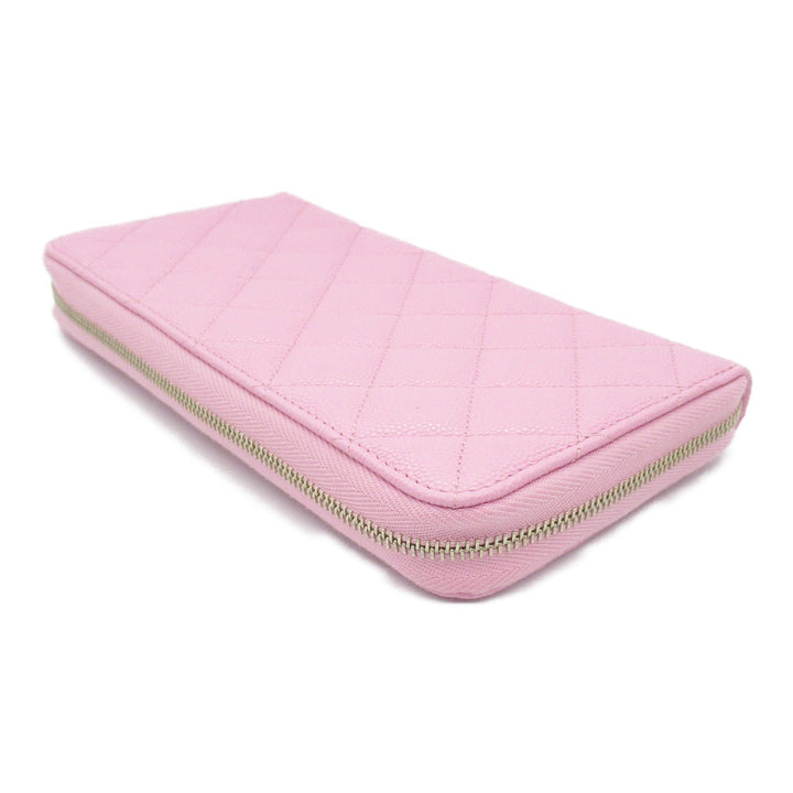 Top Quality Chanel Matelasse Leather Long Wallet Pink