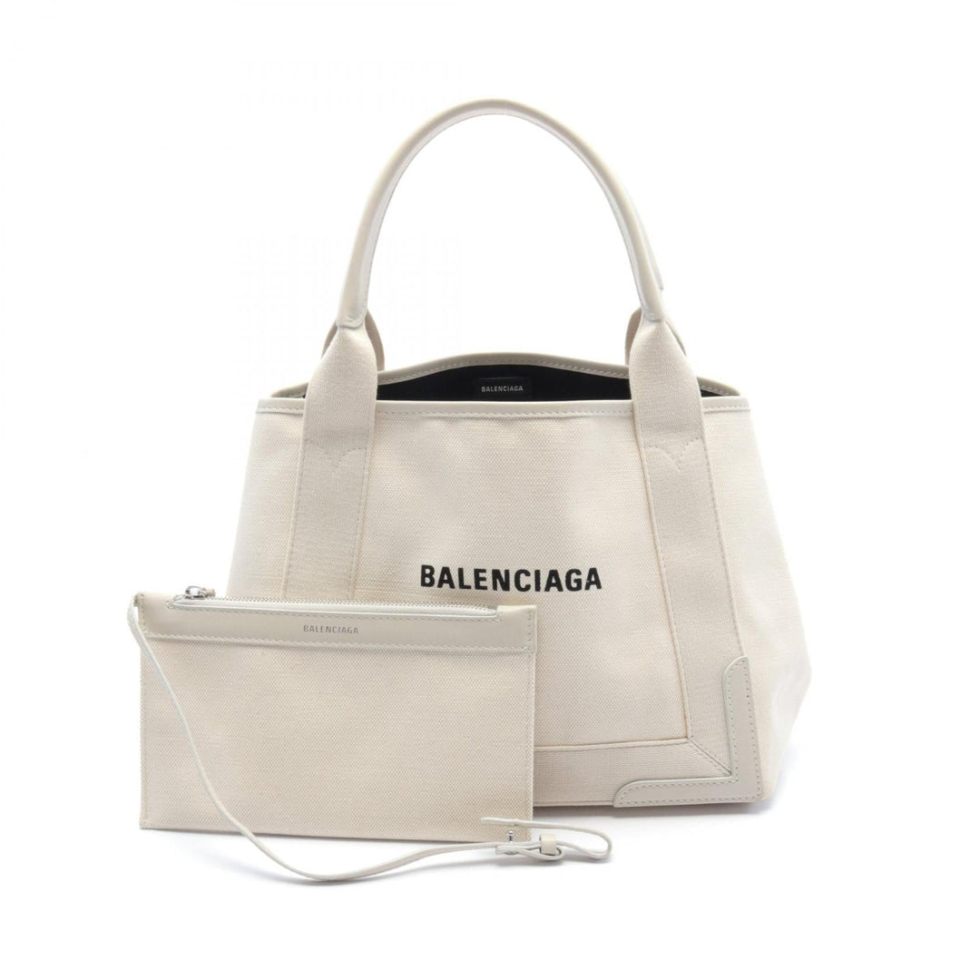 Top Quality Balenciaga Navy Cabas S Canvas Leather Tote