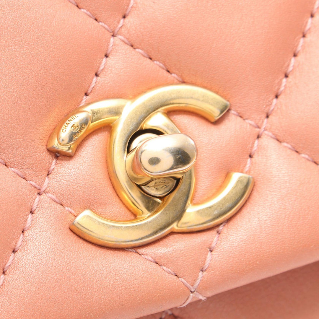 Top Quality Chanel Mini Matelasse Top Handle Shoulder Bag Pink