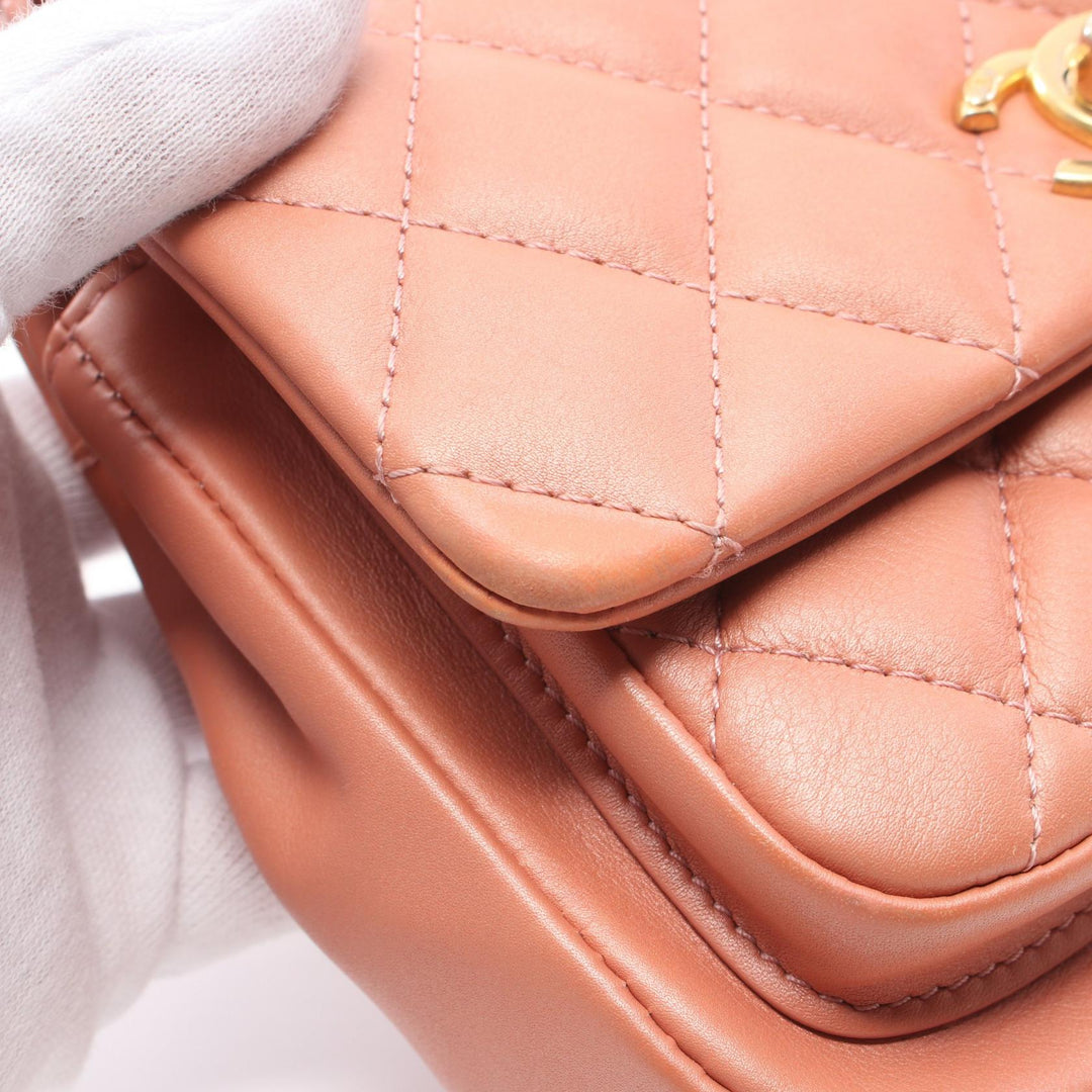 Top Quality Chanel Mini Matelasse Top Handle Shoulder Bag Pink