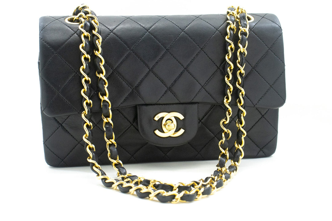 Top Quality Chanel Classic Double New 9" Chain Shoulder Bag Black Lambskin
