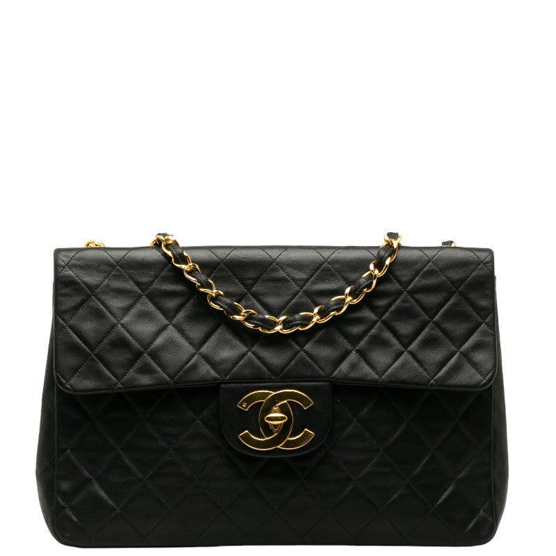 Top Quality Chanel Deca Matlasse 33 Single Flap Chain Shoulder Bag Black Lambskin
